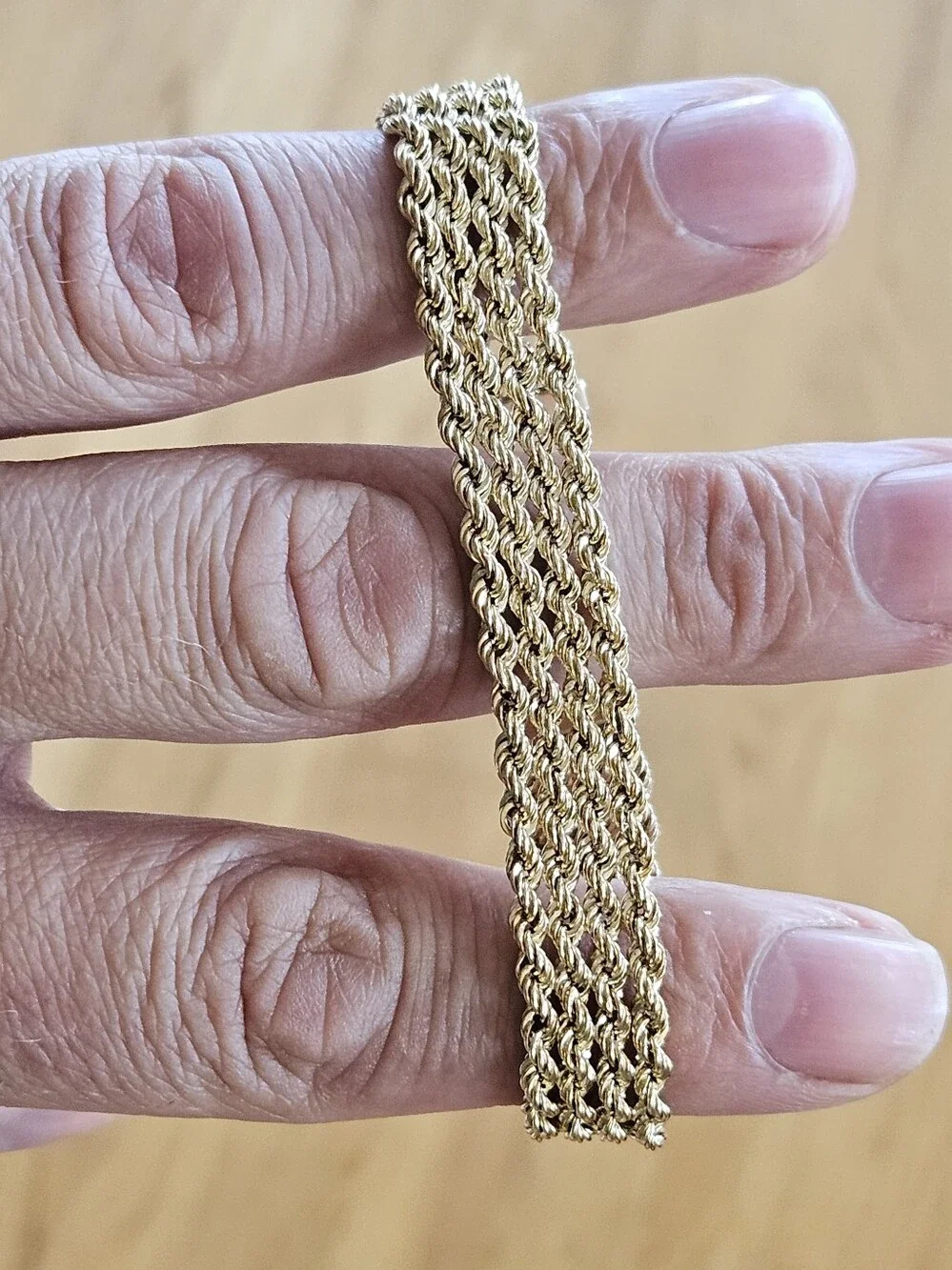 Vintage Solid 10k Yellow Gold Multi Rope Chain Bracelet 7